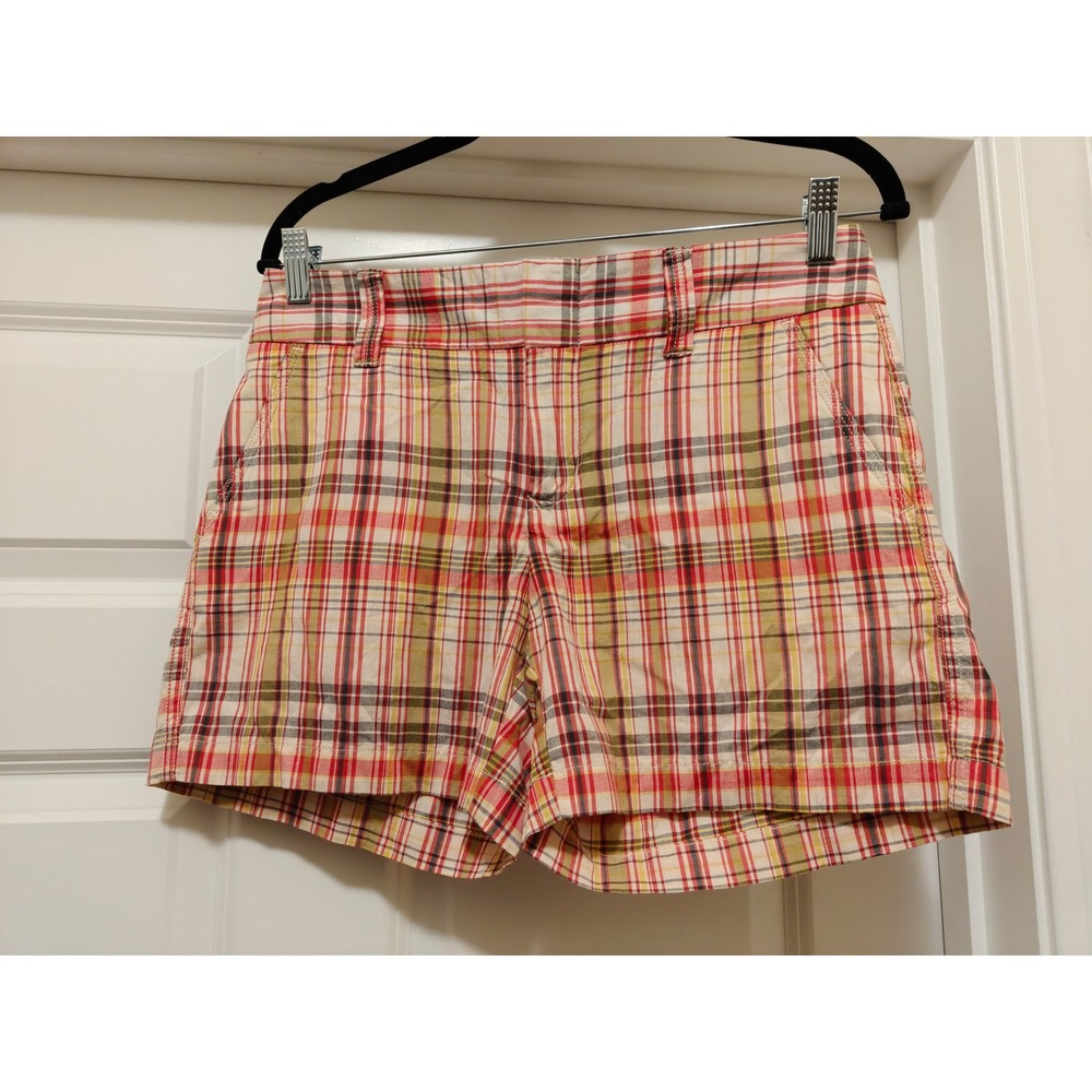 Tommy‎ Hilfiger Womens Plaid Chino Shorts Red Yellow Green Cotton Size 4 0405771